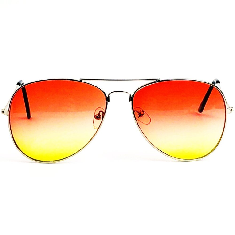 Aviator Sunglasses with Red Yellow Gradient Lens Metal Rim Aviator